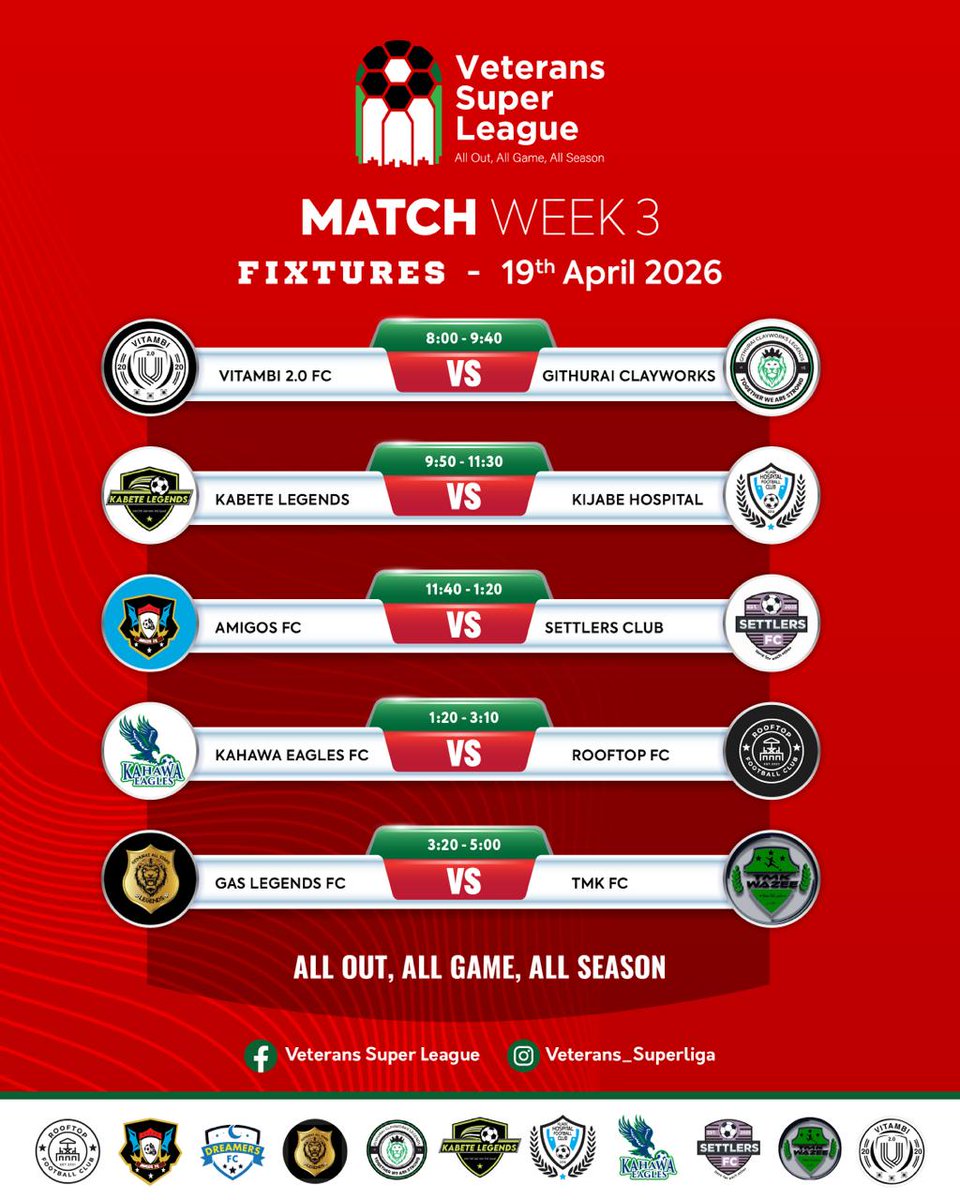 🚨 THIKA ROAD DERBY 🚨

GAS Legends… hope the tank lasts 90 mins 😏⛽

📍 Stima Grounds
📅 19 Apr | ⏰ 3:20PM

Experience vs Experience… but only one engine still running 🔥
No nostalgia, just results.

Full throttle. No mercy. 💪

#TMKWazee #ThikaRoadDerby #MatchDay #WazeeBall