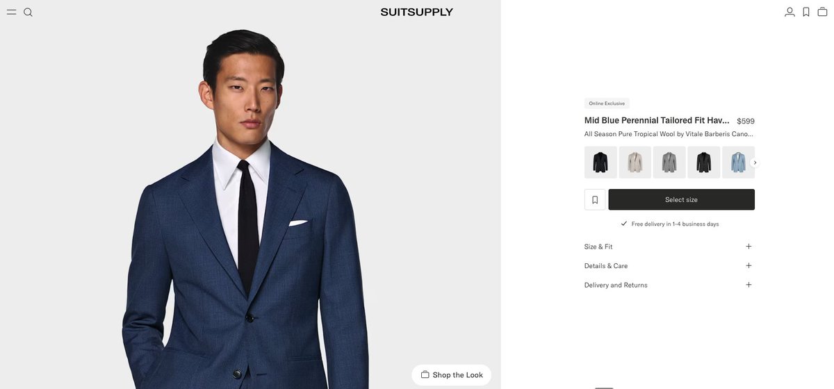 domb182's tweet photo. The hardest part of web design isn't making something beautiful. It's convincing everyone to take things away.

Negative space isn't wasted real estate. It's breathing room. A signal that what IS here actually matters.

I love Suit Supply's PDP. A thing of minimalist beauty. https://t.co/JeUf1QL8W5