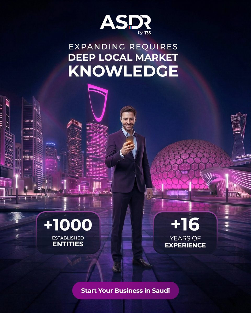 tools_solutions's tweet photo. Ambition isn’t enough for KSA expansion; you need "Deep Local Knowledge."

T&amp;S provides end-to-end setup solutions to launch you with confidence. 🚀

Start your journey in the Saudi market with us today  🇸🇦
https://t.co/4a5TNabjUe https://t.co/FRA938RHfB