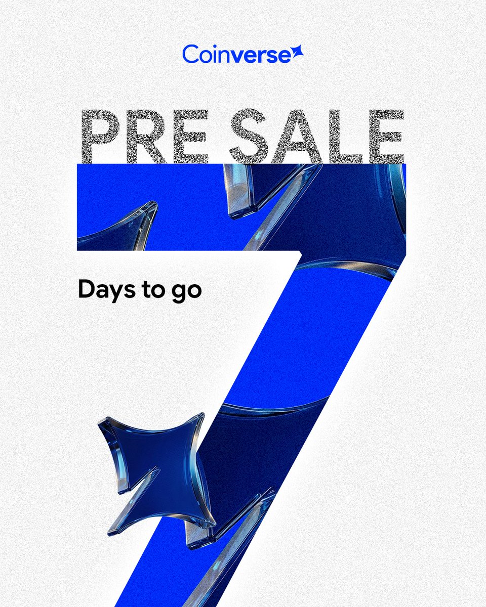 wecoinverse's tweet image. 7 days. ⏳

That’s all that stands between you and early access to Coinverse 🚀

Miss the presale… or be early. Your call.

#Coinverse #Crypto #Presale