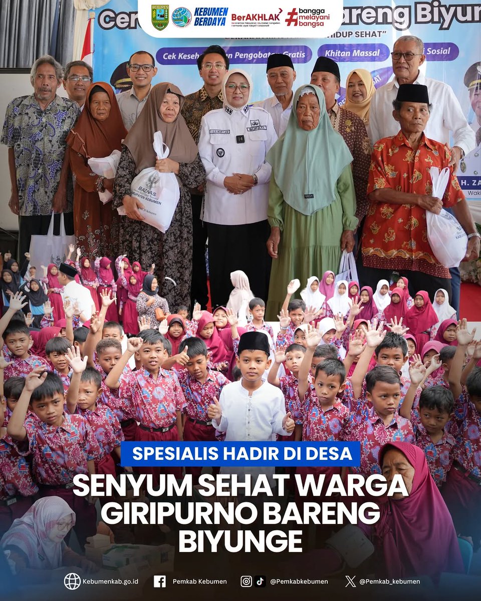 pemkab_kebumen's tweet photo. Sehat lebih dekat untuk warga Giripurno. Sebanyak 200 warga mengikuti pemeriksaan kesehatan gratis dalam kegiatan GERMAS Cerdas dan Sehat Bareng Biyunge. #pemkabkebumen #kebumenberdaya #germas #kebumensehat https://t.co/f1aRuETktY