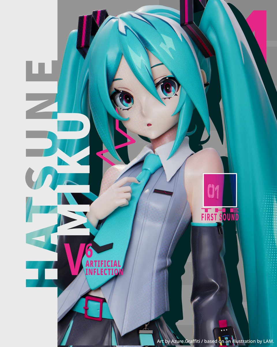Zeiji_K's tweet image. Yesterday I celebrated Miku's V6 release and today I am celebrating myself, for my birthday with a poster of Miku V6 🩵

Herzlichen Glückwunsch zu Miku und zu mir! 🥳🥳🥳
#初音ミク #VOCALOID #ZBrush #Blender #MikuWorldGallery