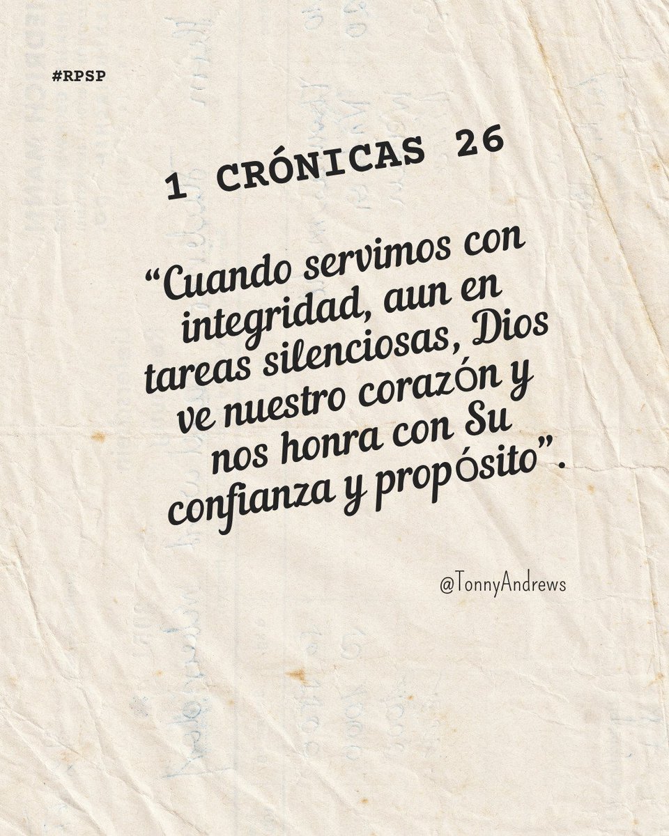 📖 #RPSP  - 1 Crónicas 26✨

“Dios confía responsabilidades a quienes le son fieles en lo pequeño; cada puerta que cuidamos con amor se convierte en un lugar donde Su presencia habita”. 🙏

#PrimeroDios #rpsp #1Crónicas26 #CuscoA #MSOP #UPSur