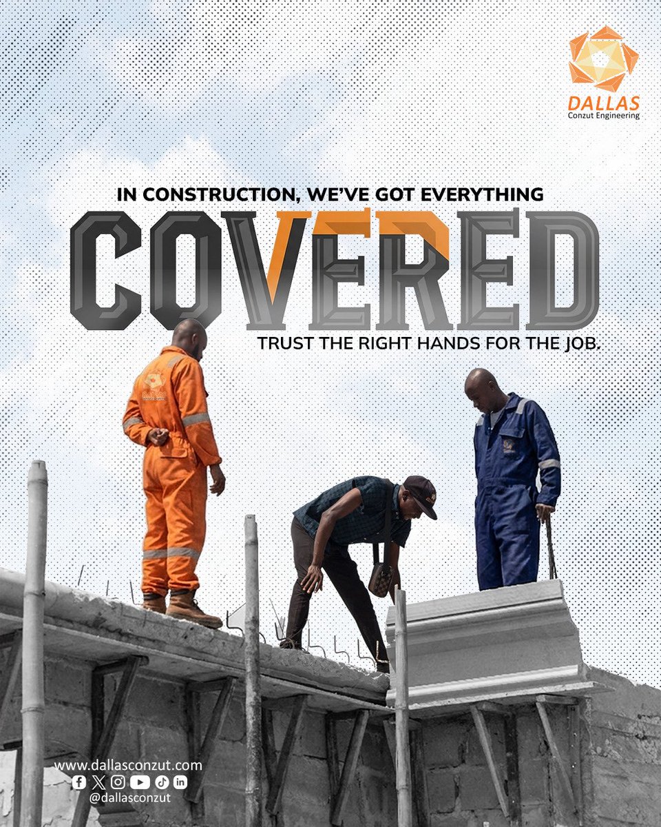 dallasconzut's tweet photo. “Covered” means nothing without the right team on ground.

At Dallas Conzut Engineering, we focus on doing it right, from start to finish.

No shortcuts. Just solid work.

📞 +234 806 378 8689

#ConstructionNigeria #BuildRight #EngineeringExcellence #AbujaBusiness https://t.co/trpiS7pTmX