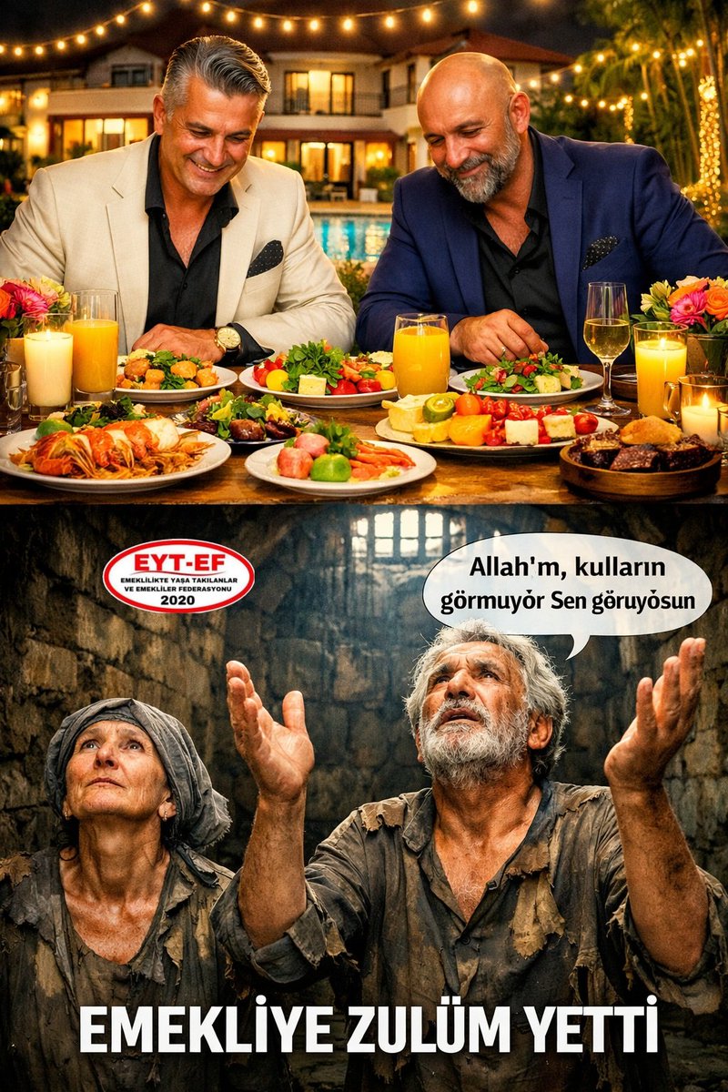 EMEKLİYE ZULÜM YETTİ‼️

Yıllarca çalıştır, vergini al, sonra bir lokma ekmeğe mahkûm et…
Bu adaletsizlik değil de nedir?
Sabır tükendi, söz bitti!
Görmezden geldikçe büyüyen bu öfke sandıkta hesap soracak.

👉 EMEKLİ SUSMAYACAK!

#EmekliyeZulümYetti
#5000KısmiyeZulmetme