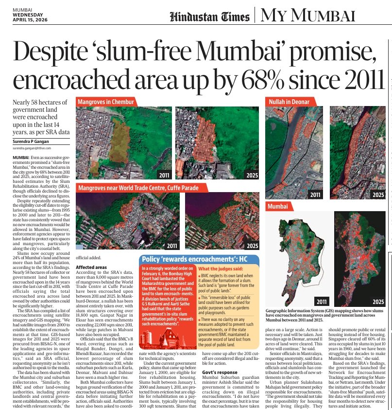 mumbaimatterz's tweet image. As long as &amp;amp; #VoteBank politics exists. #SlumFree Mumbai will just remain a Dream.

Encroached area in #Mumbai leaps by 68% since 2011.

@s_gangan
@HT_Mumbai