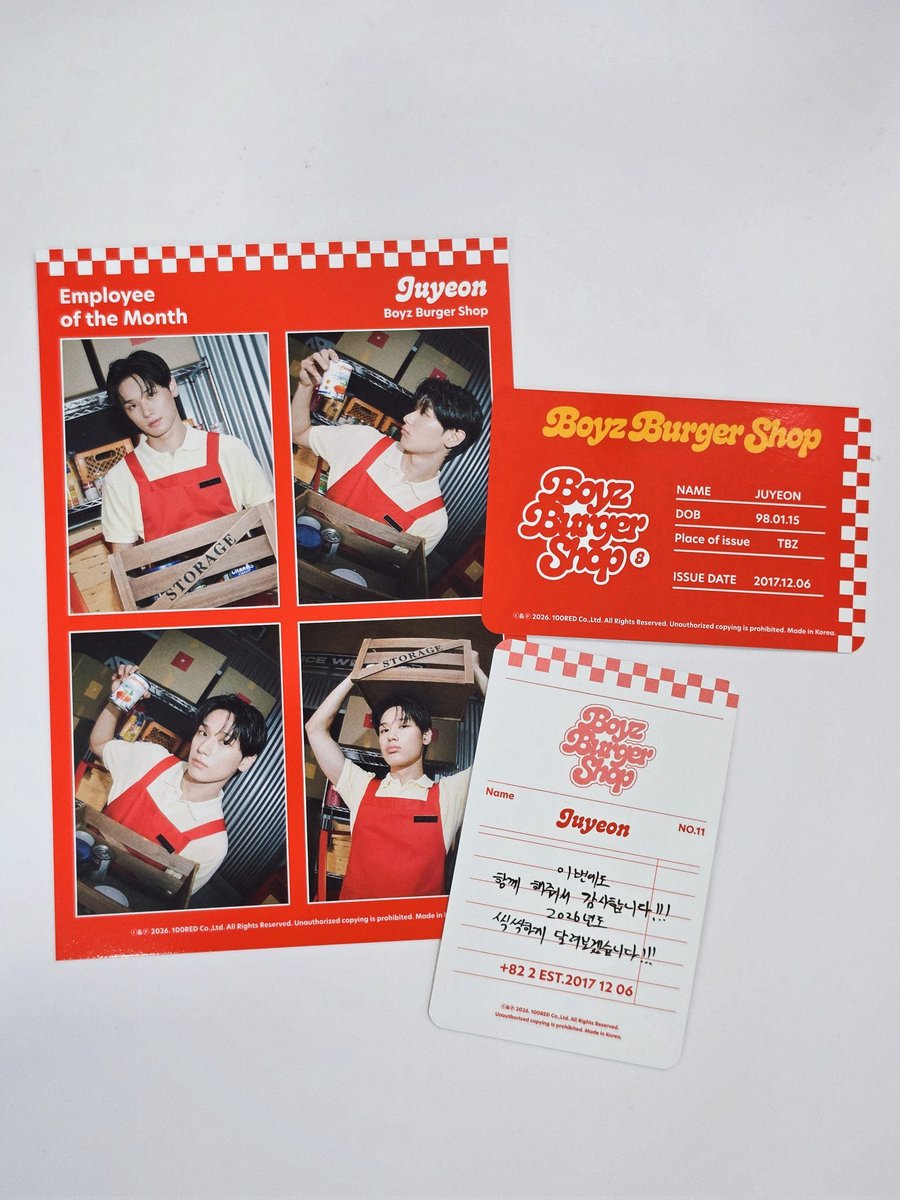 juyeon the boyz ‘THE B’ 8th generation kit photocards 🍔

🐱 thank you for staying with me again this time!!! i’ll keep running forward strongly and doing my best in 2026 too!!!

#JUYEON #주연 #더보이즈