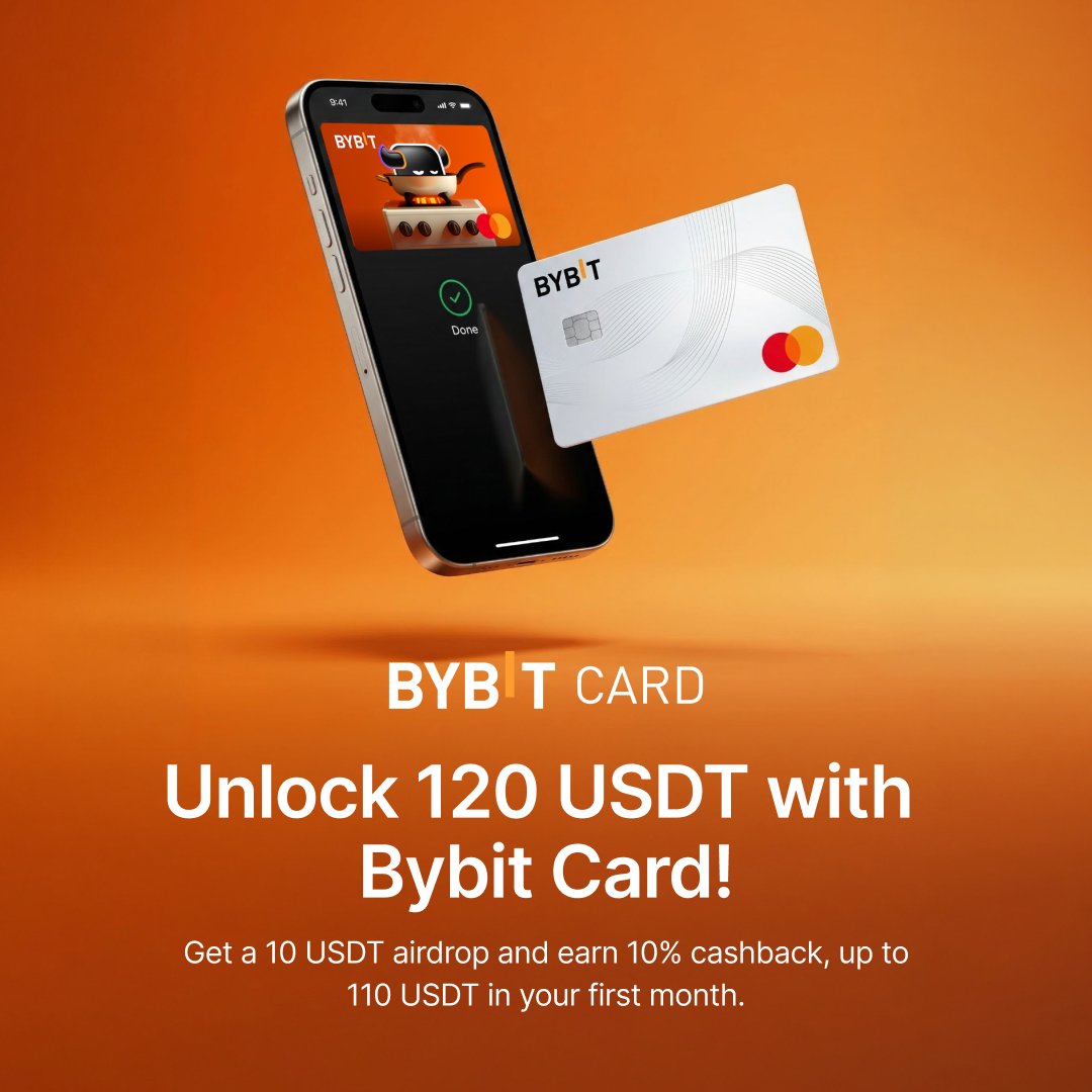 Bybit_Official's tweet image. Everything you're already doing… just pays you back 💳✨

Up to 120 USDT + 10% cashback to start

Get your card now: i.bybit.com/1Eogabq3
