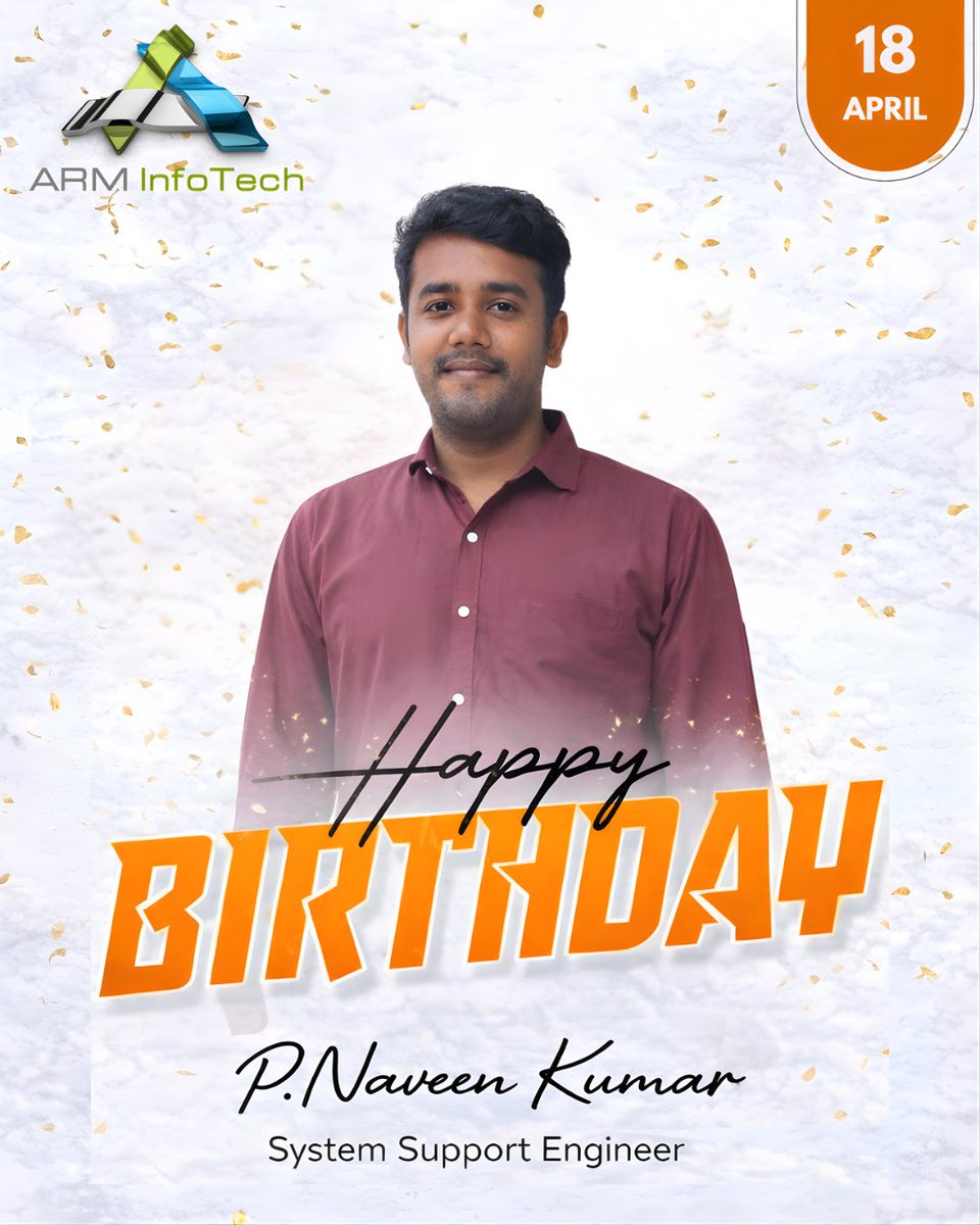 arminfotech's tweet photo. 🎉🎂 Happy Birthday, P. Naveen Kumar! 🎂🎉

Wishing a fantastic birthday to our dedicated System Support Engineer at ARM InfoTech! 💻⚙️ Wishing you a day filled with happiness, laughter, and great moments. 

#HappyBirthday #TeamARM #ARMInfoTech #ITSupport #WorkplaceCelebration https://t.co/1WkndVEoLu