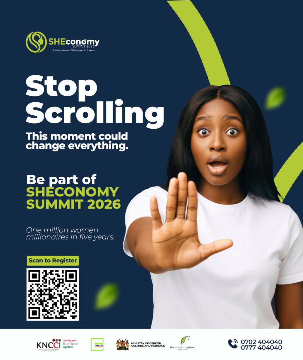 SheconomyKE's tweet photo. STOP SCROLLING. ๐ โ
Weโre on a mission to empower 1 million women millionaires in 5 years. This isnโt just a summitโitโs a wealth revolution. ๐ธโจ
Be part of the movement at the #SHEconomySummit2026.
Scan the QR code below to register! ๐ฒ
#SHEconomy #WomenInBusiness #Kenya https://t.co/gjKWxE2k0U