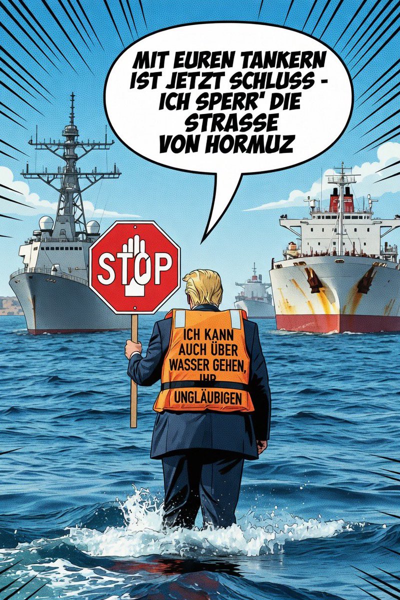 herbert_pracher's tweet photo. Der neue selbsternannte Heilsbringer verfügt angeblich auch über aussergewöhnliche Fähigkeiten im oberflächlichen Wassertreten, die bei der wichtigen Sperrtätigkeit in maritimen Engstellen von großem Vorteil sein können … https://t.co/LvNkHglIO9