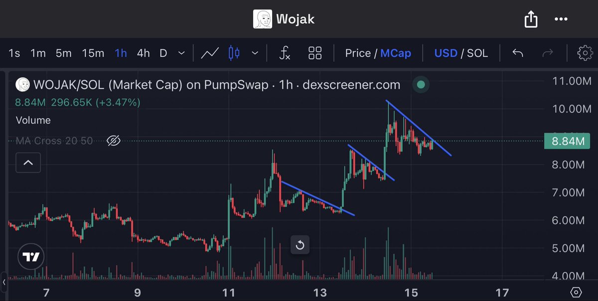 Next bull flag for $wojak is set

Another breakout pending