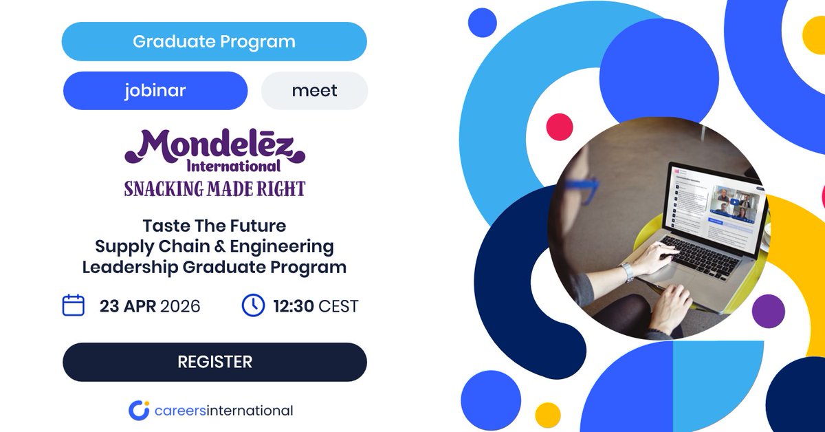 Careers_Intl's tweet photo. 📅 Join us next week for an inspiring session > Mondelēz — Taste The Future Leadership Graduate Program 🟣 Supply Chain &amp; Engineering
 
➡️Save your spot now https://t.co/dB1BQO13kY

@MDLZ #jobinar #Mondelez #SupplyChain #GraduateProgram #Careers https://t.co/AxfWHiULv1