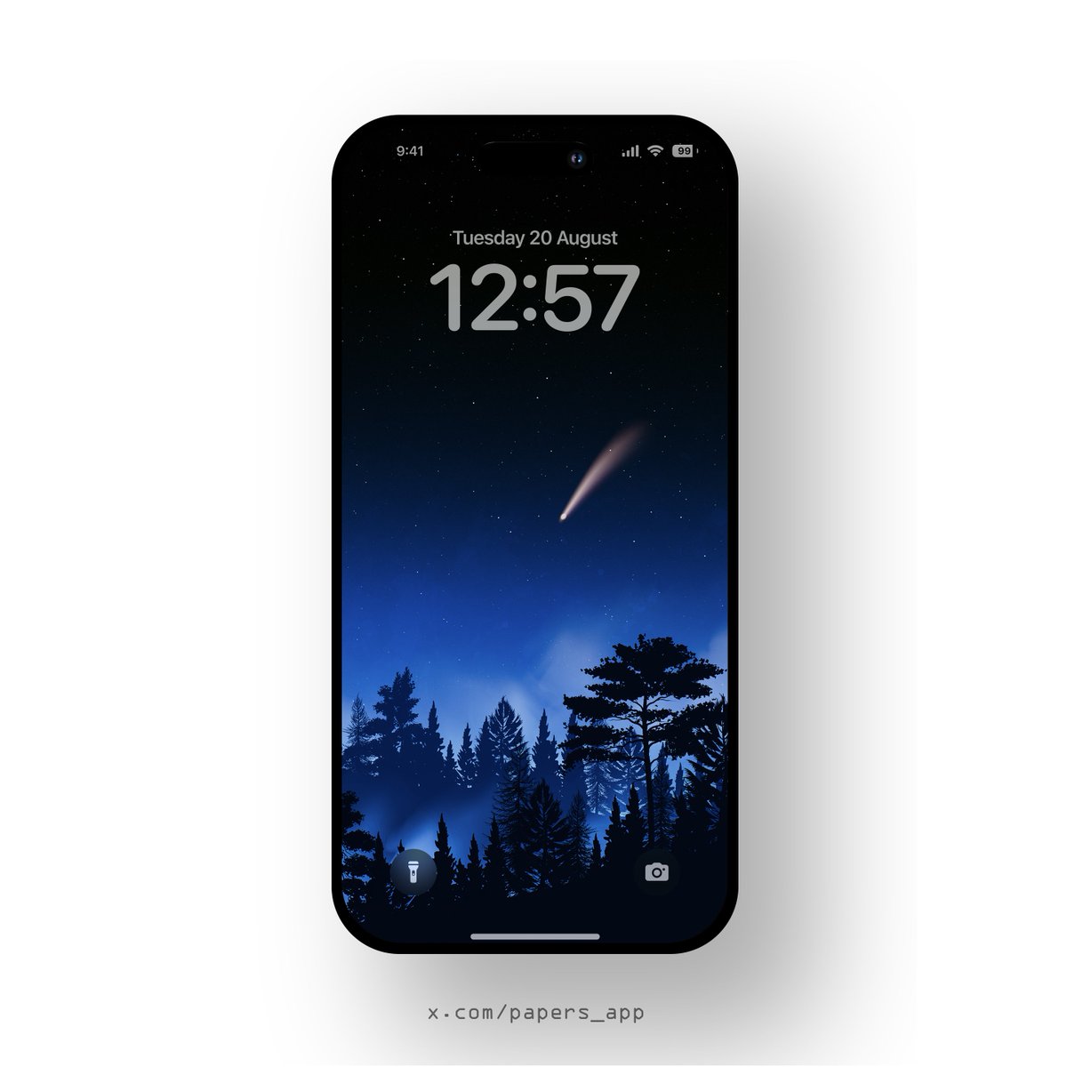 Papers_app's tweet image. Catch a falling star. 🌠🌲 #Wallpaper #Aesthetic