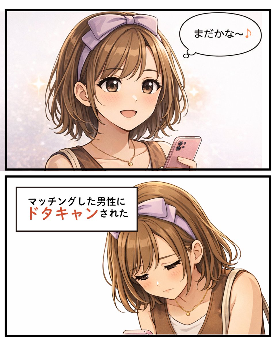 Image for the Tweet beginning: 💭ユーザーボイス漫画💭
突然のドタキャンが…！
ドタキャンからの大逆転！
諦めずに再募集したら素敵な年下男性と出会えた💗

そんな素敵なエピソードをご紹介！

後半は4/17(金)15時を予定しています💗
お楽しみに！

#Jメール 