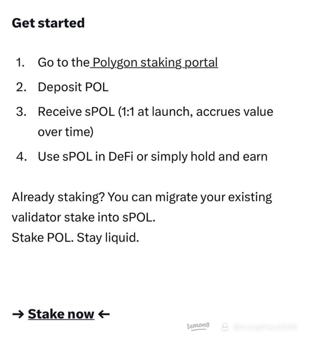 MktgroupOffice's tweet image. 🚀 sPOL = bước tiến lớn của Polygon

• Earn staking + phí mạng 💰
• Vừa hold, vừa DeFi 🔓
• Lãi tự “compound” 📈

👉 Nhưng tôi vẫn chọn MaticX – Stader Labs

💡 Không all-in trend mới
→ Chọn cái đang tạo tiền ổn định

💎 Kỷ luật 

#POL #sPOL #Polygon