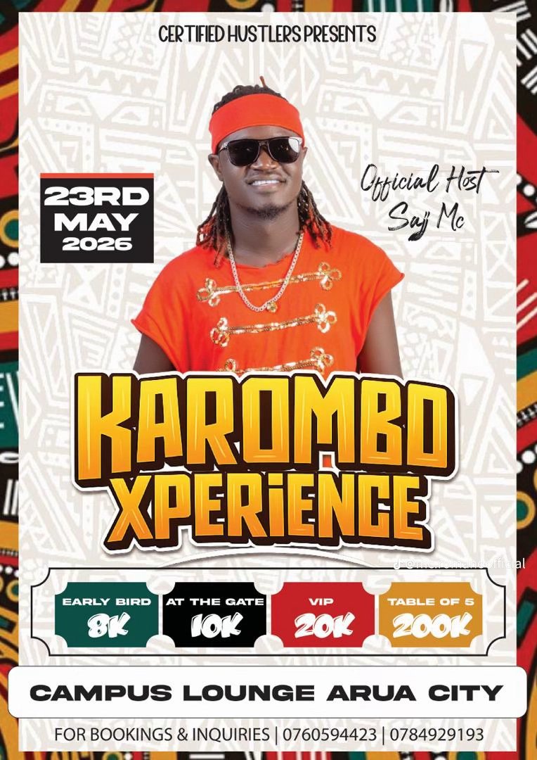 McRomano10's tweet image. ladies and gentlemen we back with the biggest night in the city 
#KAROMBO EXPERIENCE 
Get ready for a night where entertainment meets culture 
See u on 23RD MAY 2026
#CAMPUS LOUNGE ARUA CITY
official poster dropping shortly 
Show time 
#CERTIFIED HUSTLER
🤙
