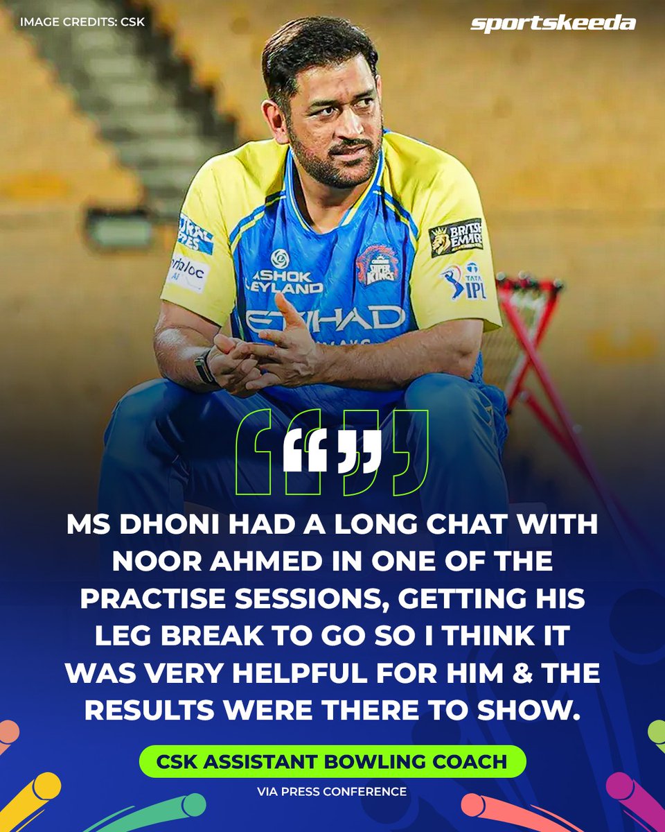 Sportskeeda's tweet image. MS Dhoni was instrumental in Noor Ahmad’s return to form 💛

#Cricket #MSDhoni #IPL2026