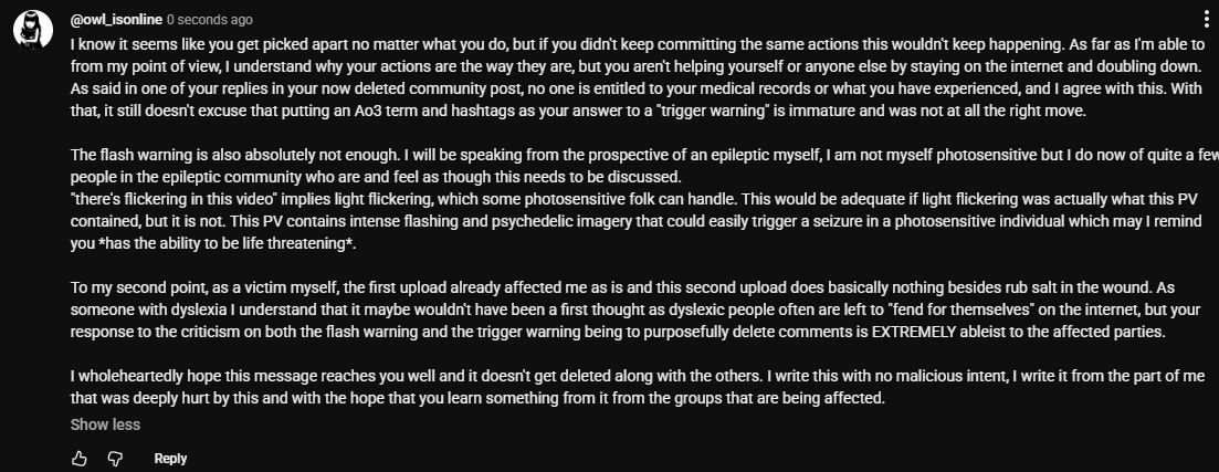 Ghost reuploaded covetous with "trigger warnings, I and others have much to say about it. 
Shameless plug but I did make a masterdoc about the whole Ghost and Pals situation 
docs.google.com/document/d/1Me… 
I also made a comment on the reupload that I feel is important to crosspost here