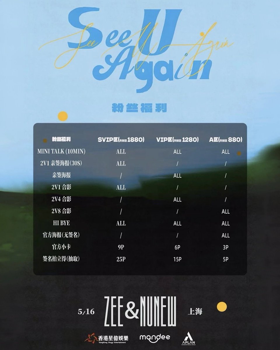 Zee & Nunew “See You Again”上海サイン会 チケット🎫、 過去2回の経験