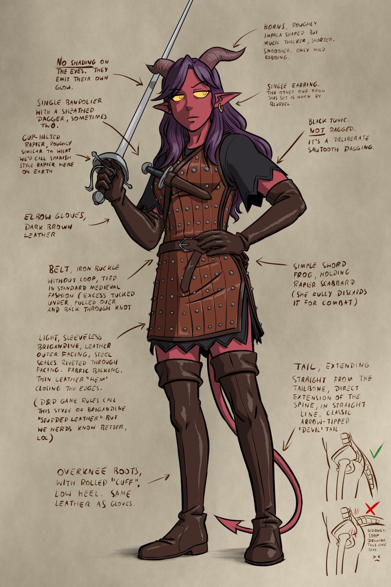A few people have asked me about reference sheets for my characters... And I've been delaying far too long😅 

Here's Redwen! 

Our Chaotic Questionable rogue who would have been a noble girl, Rozanna of house Lathkule, if it wasn't for a certain Devil's schemes...

Figured I'd