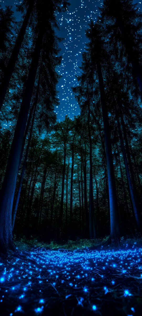 Papers_app's tweet image. Where the stars fall to the forest floor. 🌌💙 #Wallpapers #Aesthetic