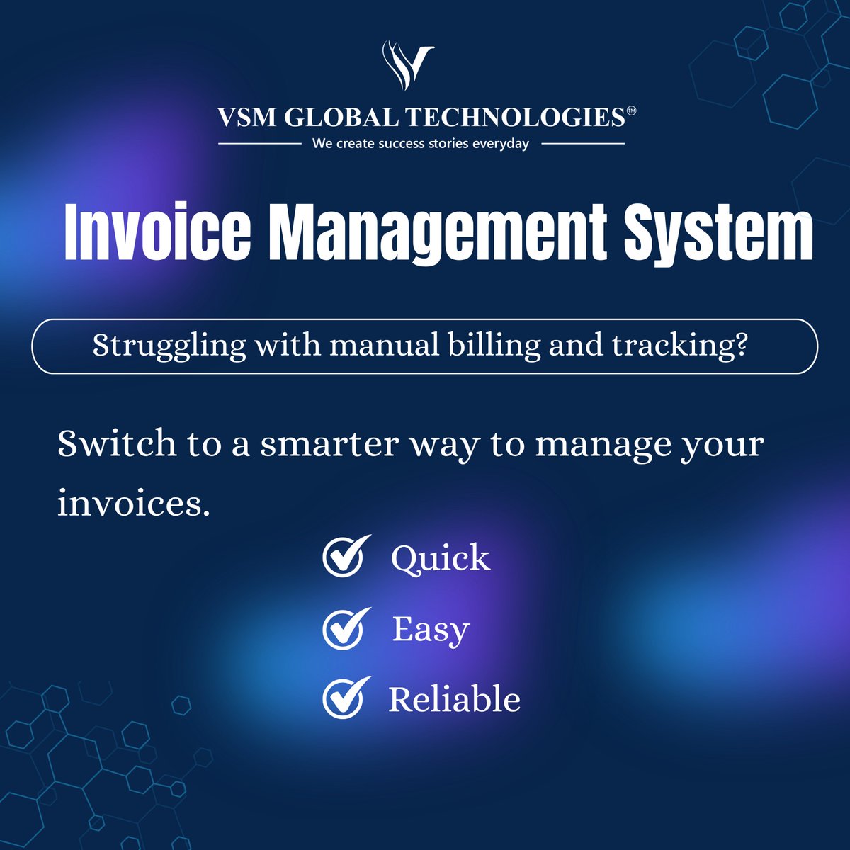 GlobalVsm's tweet image. Boost your business with the Smart Invoice Management System from VSM Global Technologies. Create invoices, track payments, and manage everything in one place.
Contact us:
+91-97909 73187
vsmglobaltechnologies.com
#VSMGlobalTechnologies #InvoiceManagement #GST