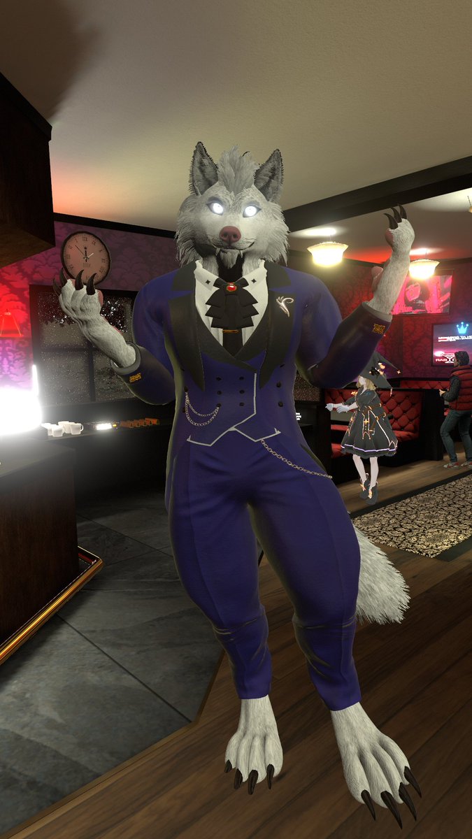 Awoo. Let me be your waiter for coffee and your entertainer for the #werewolfwednesday and #cuddleawerewolfday

#furry
#vrchat 
#vrchatfurry
#werewolf