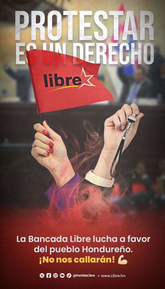 ¡PROTESTAR ES UN DERECHO!

Estamos en contra de la deducción del salario de los diputados de la <a href="/BancadaLibre/">Bancada Libre</a> y las agresiones físicas en su contra.

Tenemos una bancada firme y dispuesta a luchar por la democracia de Honduras. ¡Firmes!💪🏻

#FueraRacha🇸🇴👎