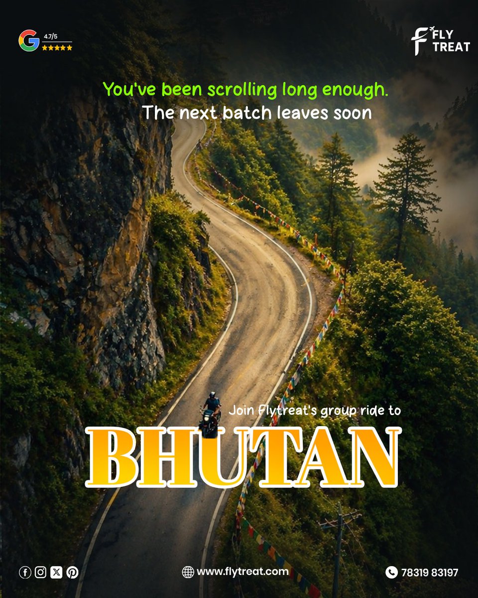 Flytreat_Tour's tweet photo. Some roads don’t just take you places… they change you. 🏍️⛰️

From chasing curves with your crew
to riding through mist, prayer flags, and silence

You’ve been scrolling long enough.
Maybe it’s time you ride it yourself.

Next batch leaving soon. https://t.co/nooIEaSJ7M