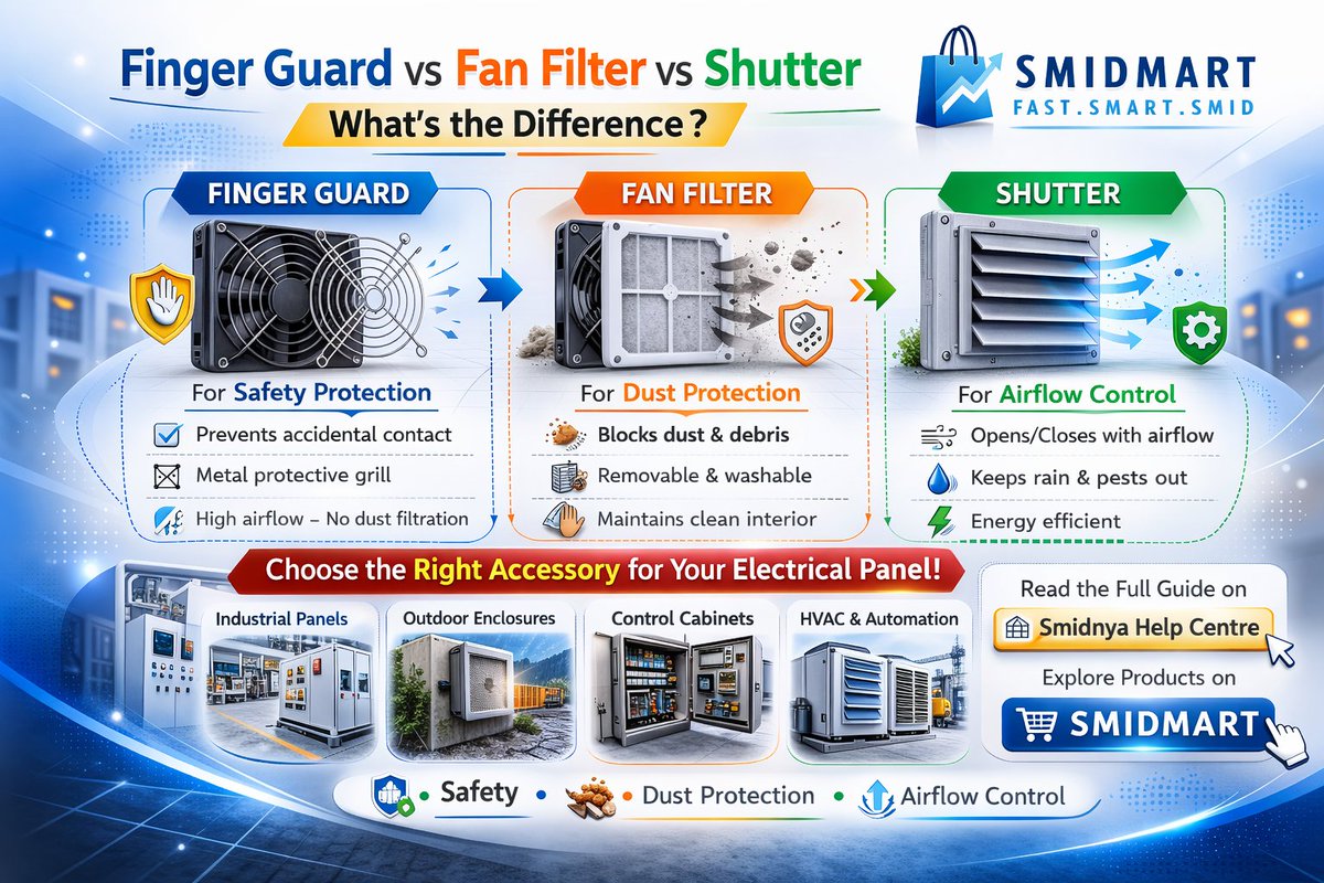 smidmart90240's tweet image. Finger Guard, Fan Filter, and Shutter are not the same.

Learn the difference and choose the right enclosure cooling accessory for safety, dust protection, and airflow control:
zurl.co/WALy5

#FingerGuard #FanFilter #Shutter #Smidmart