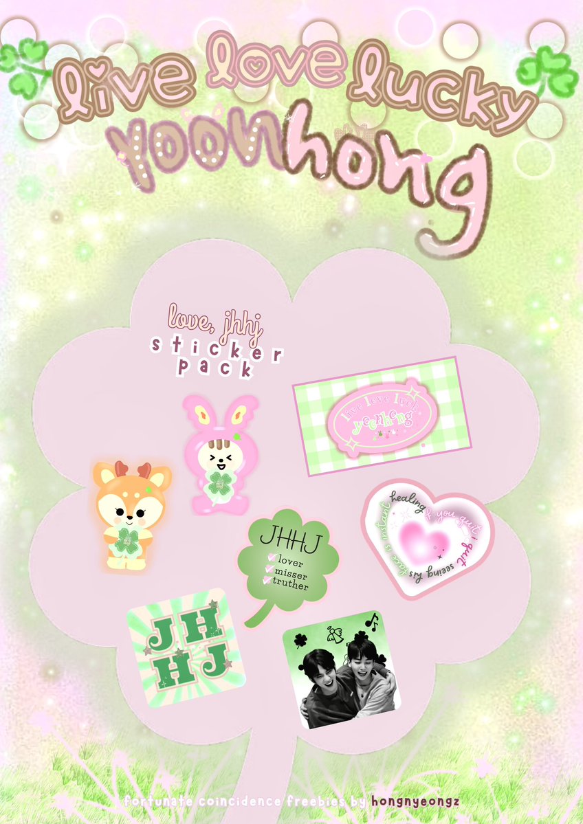 — contains  jh.hj% energy  .☘︎ ݁˖༘⋆

live, love, lucky #윤홍 ☘︎ by <a href="/hongnyeongz/">lei</a> 

ஐ like &amp; rt 
ஐ 1:1 ; limited qty
ஐ art print | toramsumi note pad | sticker pack

see ü on 0524 (˶ᵔ ᵕ ᵔ˶)

#FortunateCoincidence #JHHJLANE #정한 #조슈아