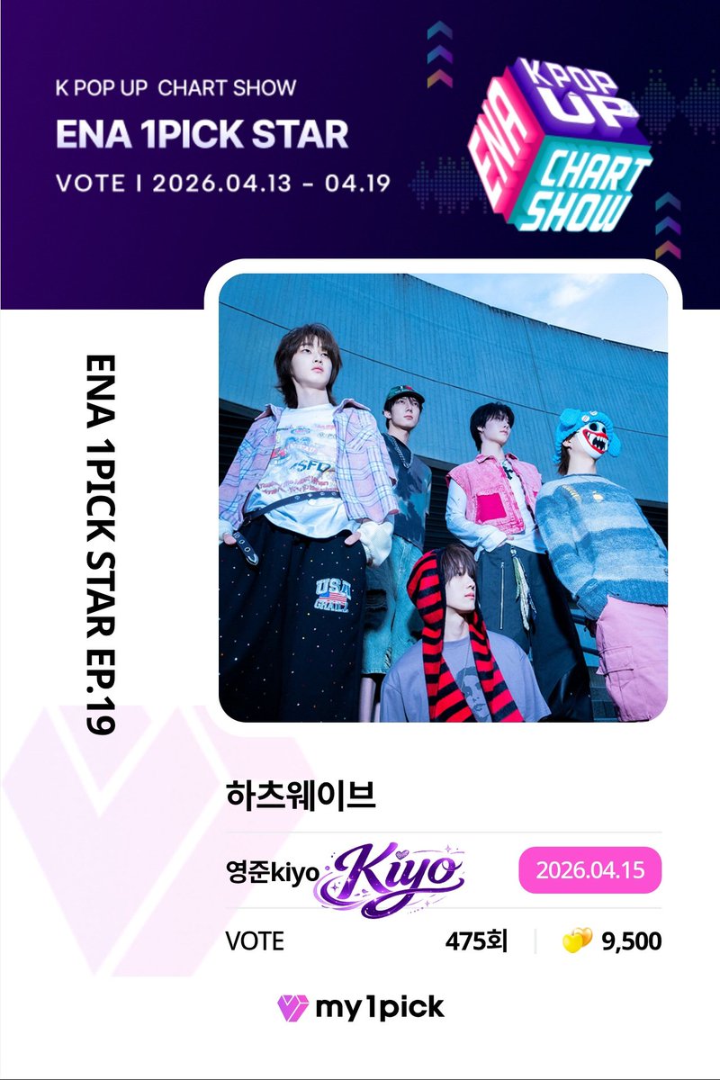 yoonyg0321's tweet photo. ENA K POP UP CHART SHOW #하츠웨이브 #VOTE #MY1PICK
현재 2개 부문 1등💜 https://t.co/sVpc09yfLs