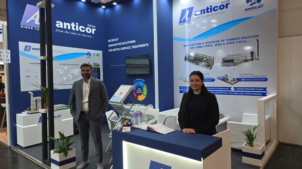 Arvind_Anticor's tweet photo. Day 2 highlights at Wire &amp; Tube 2026! 🌍 
Connecting with industry professionals and discussing innovative pickling solutions for demanding operations. Visit Arvind Anticor Limited at Hall 7A, Booth E19, Messe Düsseldorf, and see how we deliver reliable performance.

#WireAndTube https://t.co/EBv1LfCKz4