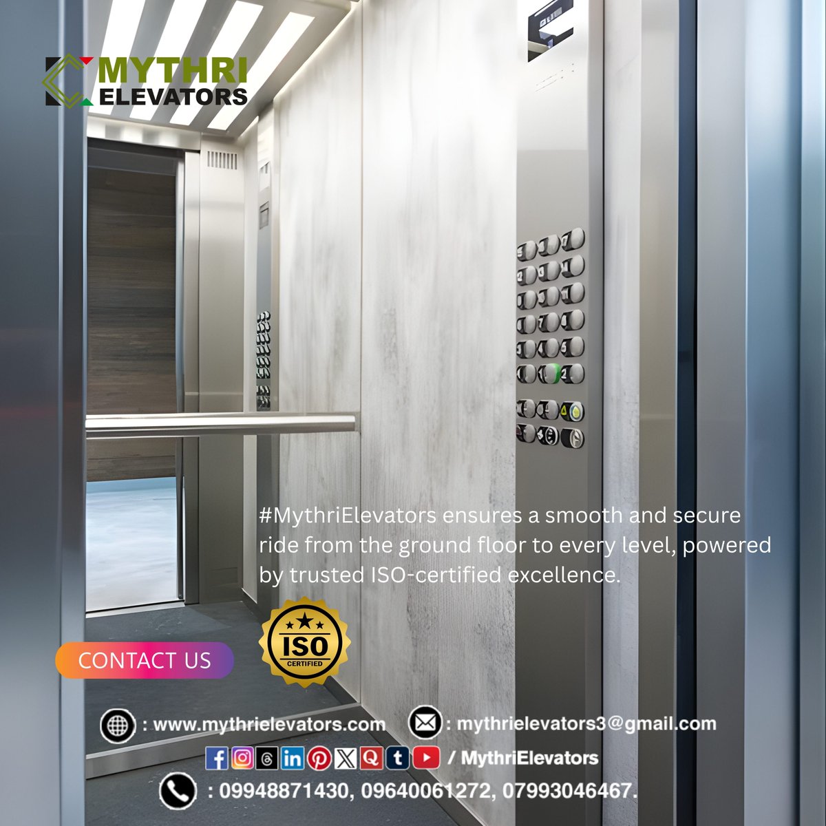 mythriElevator's tweet image. Safety meets innovation with Mythri Elevators 🛗🔧
 Because every floor matters, and every ride should be secure.
✔ High Performance
 ✔ Low Maintenance
 ✔ Trusted Quality
🌐 mythrielevators.com
📞 Contact: 09948871430 | 09640061272 | 07993046467
 #SafeAndSecure