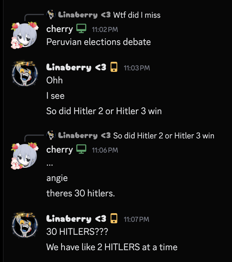 cherryplead's tweet photo. wife reaction to peruvian elections be like: https://t.co/grWENiybWG