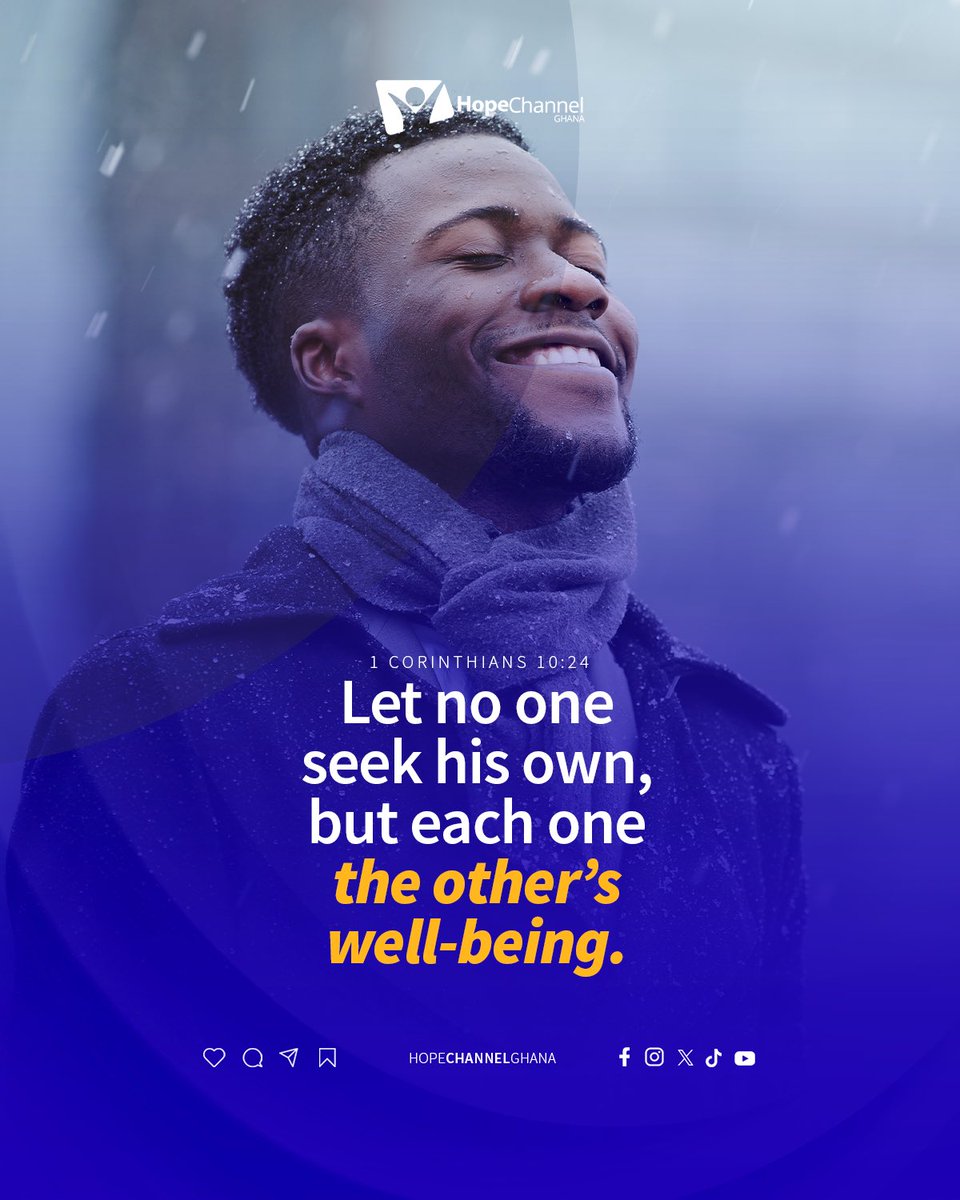 hopechannelgh's tweet image. Let no one seek his own, but each one the other's well-being. 
1 CORINTHIANS 10:24

Follow us on : 
Instagram : instagram.com/hopetvghana?ig…
WhatsApp: whatsapp.com/channel/0029Va…
Hope Study Platform : share.google/W3ELKxB48dZg6B…

#HopeChannelGhana 
#HopeStartsHere
#ChangingLives