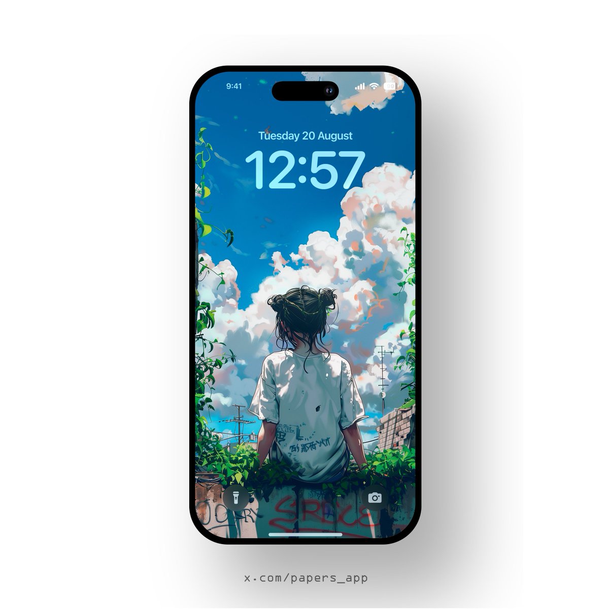 Papers_app's tweet image. Lost in the sky, found in the moment ☁️💙#Anime #Aesthetic