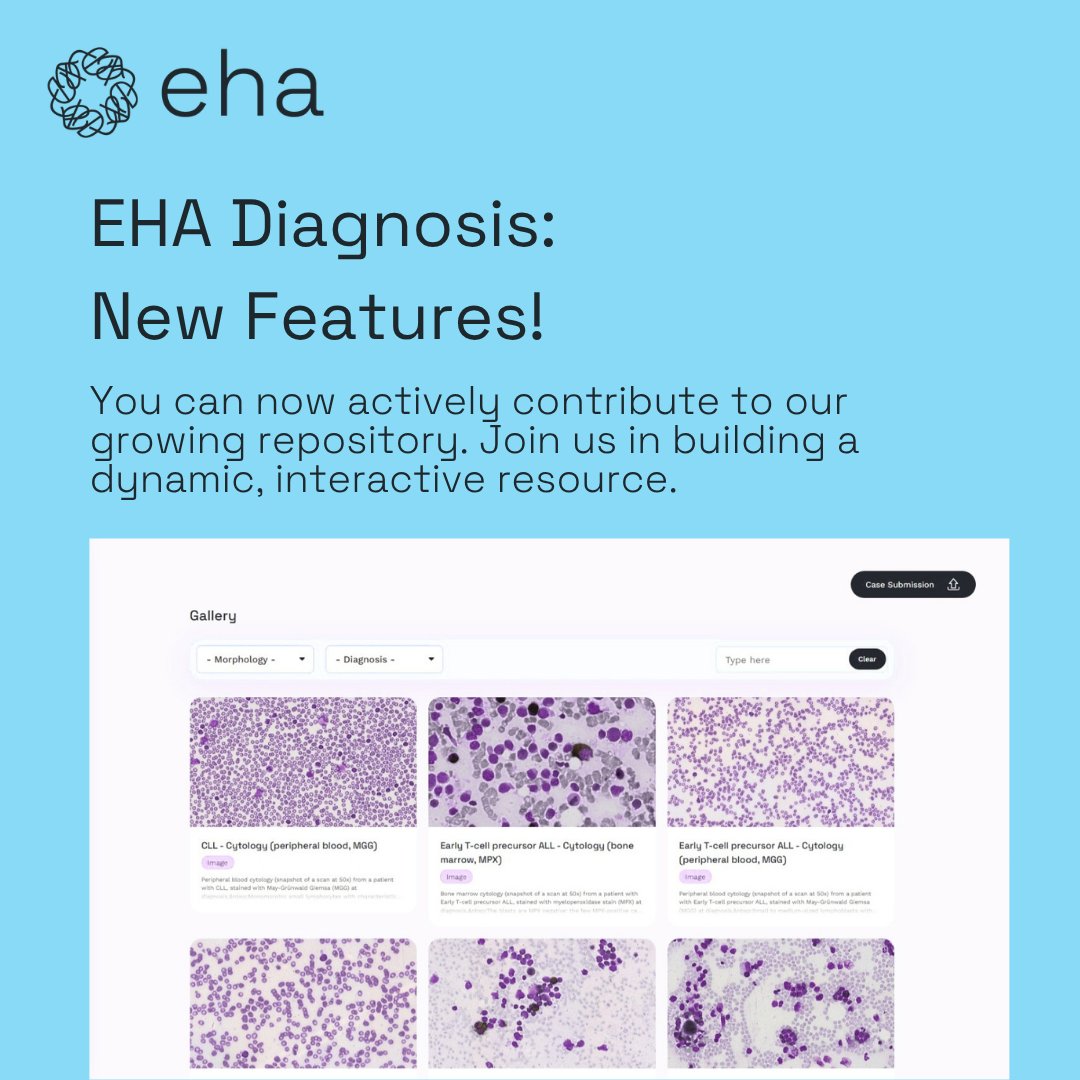 EHA_Hematology's tweet image. EHA Diagnosis is evolving.

We've added new features, which means EHA members can now submit their own cases directly on the platform.

Every submission is expert reviewed, ensuring quality while growing a shared, trusted diagnostic resource for our community.

Explore,