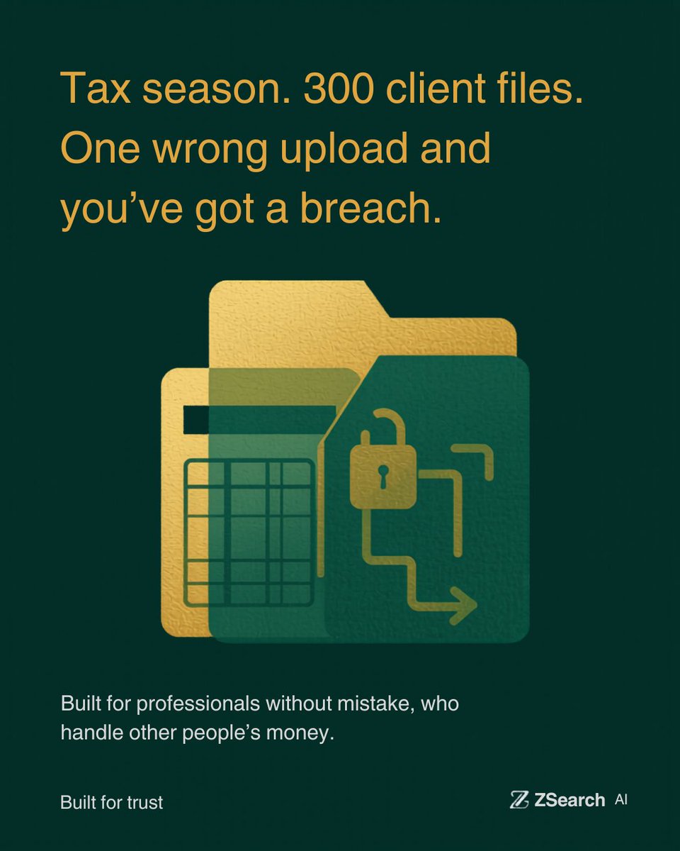 ZsearchAI's tweet image. 300 client files. 
One wrong upload. 
One breach.
Most AI tools require you to hand over your data to use them.
ZSearch doesn't. Your files stay on your machine. Always.
zsearch.ai
#Privacy #AI #DataSecurity #ZSearch