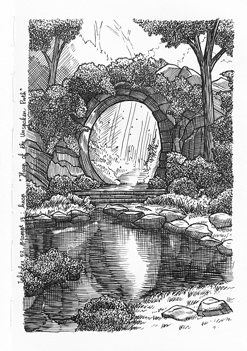 shawnellian's tweet image. Inktober 52, prompt 15: Hoop
"Hoop of the Unspoken Path"

#inktober #inktober52 #inktober52hoop #penandink #inkartwork #art #artmoots