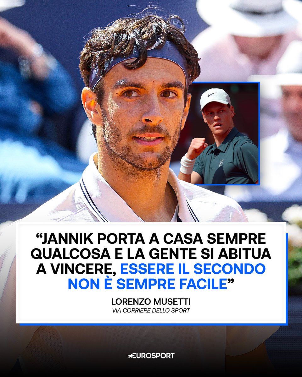 Eurosport_IT's tweet image. Competere nell'era del "cannibale" Sinner non deve essere facile... Lorenzo Musetti cerca di spiegare quanto la presenza di Jannik faccia alzare l’asticella a tutti, anche al pubblico che pretende sempre risultati migliori da tutti 🏆🎾

#Tennis #Musetti #Sinner