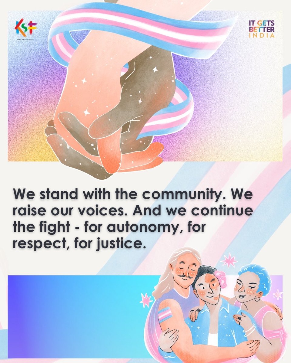 KSF_IN's tweet image. Power. Pride. Resistance. 🏳️‍⚧️

12 years since NALSA v. Union of India - affirming that identity, dignity, and the right to self-identify are non-negotiable.

Not just a memory.
A movement. A fight. A voice. ✊🏽

#NationalTransgenderDay #Equality #TransLivesMatter 🏳️‍⚧️