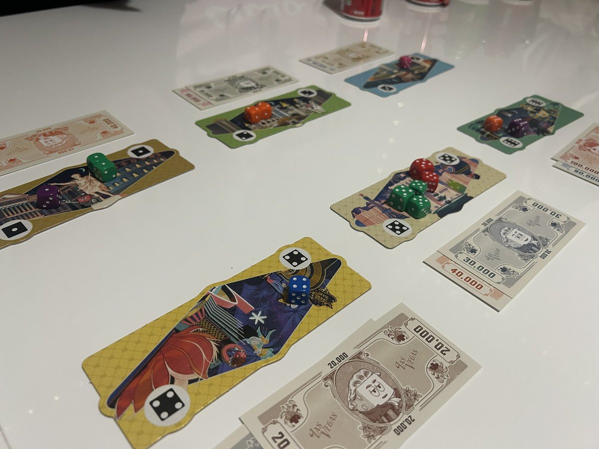 Jupiter_Hadley's tweet image. Tabletop last night! I made eggplant parm sandwiches, two people brought cake and we played Las Vegas by @RavensburgerUK #tabletop #dinnerparty