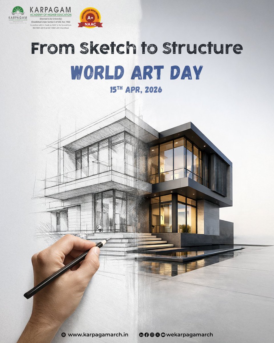 wekarpagamarch's tweet image. Every structure begins as a simple line.

A sketch on paper,
an idea taking shape.

From sketch to structure.

Admissions Open 2026
🌐 karpagamarch.in
📞 For admissions: +91 91500 99891

#Worldartday #architecturedesign #civilengineering #futurearchitects #KARCH