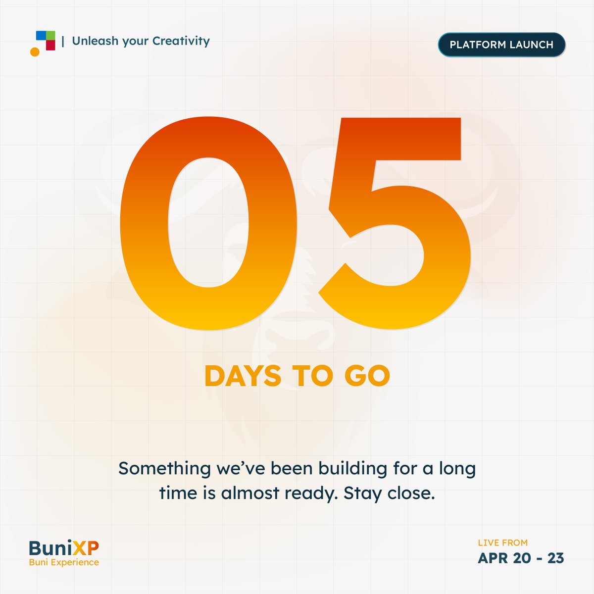 WeAreBuni's tweet image. 5 days. 
Something we've been building for a long time is almost ready.

BuniFlow v12 (Nyati). Rebuilt. Faster. Smarter. Everything you asked for.

April 20 – 23. Stay close.

#BuniXP #5DaysToGo #EnterBuniWorld #BuniflowV12 #AfricanBuilders #ComingSoon  #NoCode #Automation