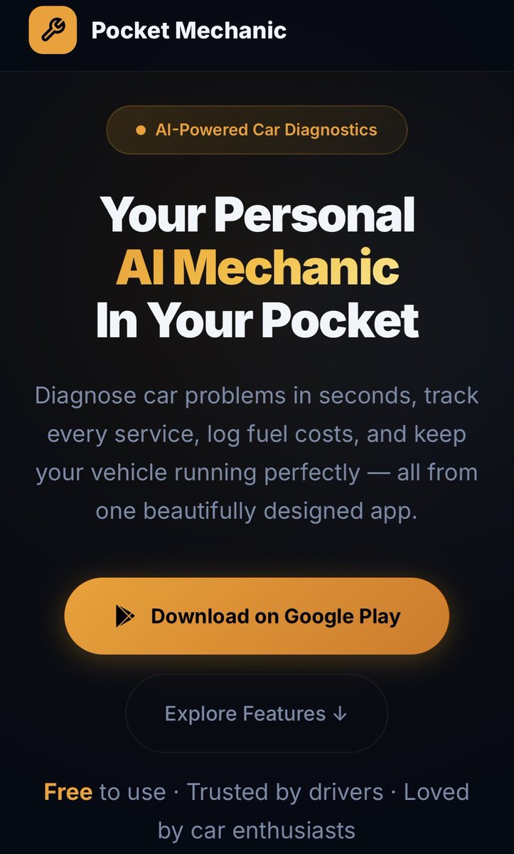 nextsoftdata's tweet image. 🔧 Pocket Mechanic is officially live on Android!
Ever had a warning light come on and had no idea what it meant?

nextsoftdata.com/next/PocketMec…

#CarTok #CheckEngineLight #CarDiagnosis #MechanicTok #AIApp #CarMaintenance #PocketMechanic #NewApp