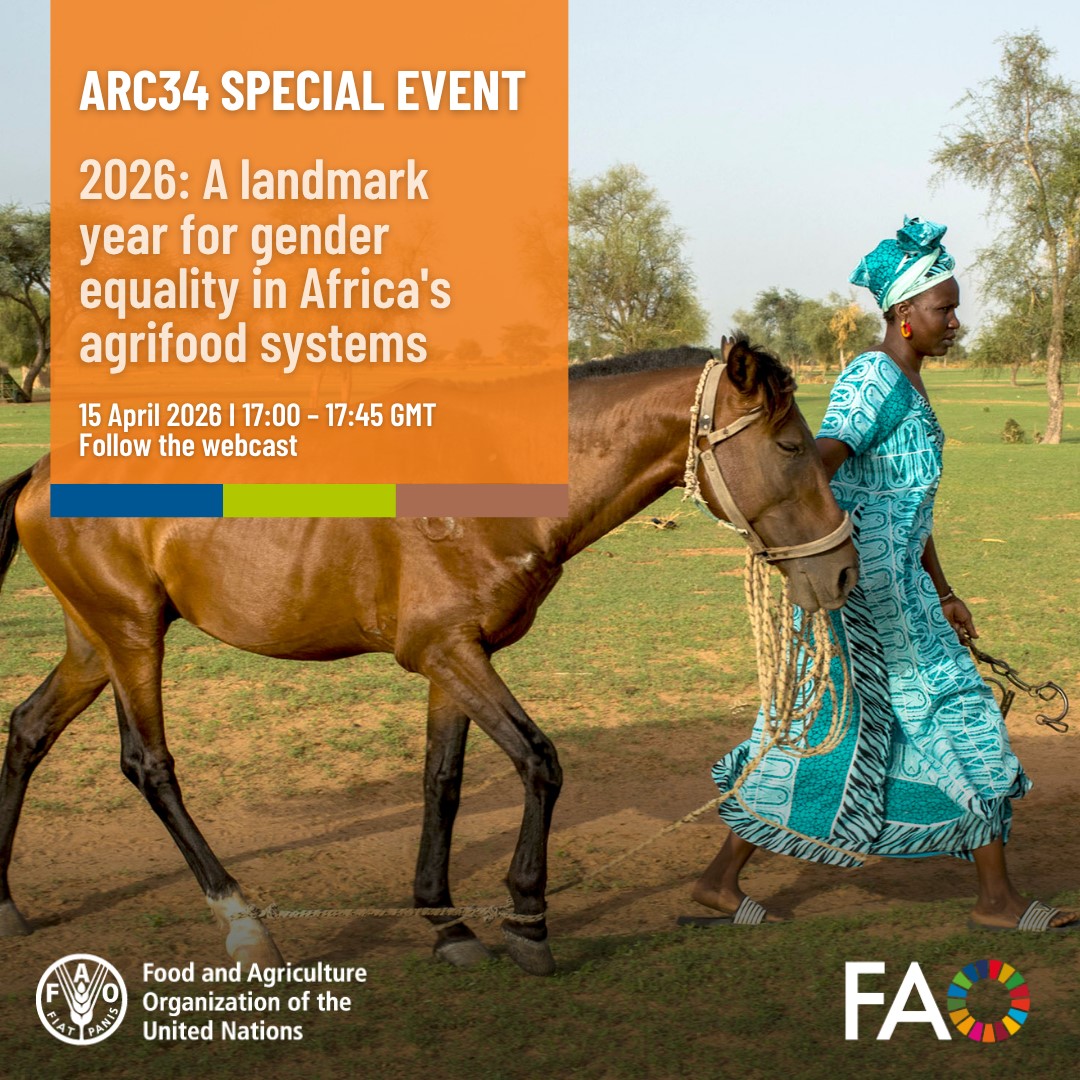 FAOEastAfrica's tweet photo. Join us today at #ARC34 as FAO launches a major report on the status of #WomeninAgriFoodSystems across SSA, with @NRInstitute &amp; @AWARDFellowship

An event moderated by @FAOEastAfrica's @ZimudziFarayi 

A call for real investments in #WomenInAg

Watch live🔗https://t.co/5jM8QyCi64 https://t.co/BS6n6RGIbK