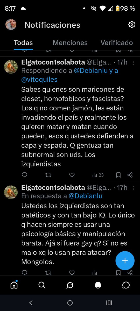 Debianlu's tweet photo. Y como no, los fachas ignorantes que ni intentan ver (menos entender) el claro mensaje y tirando su propia 💩 sobre los demás. https://t.co/VWjRxx1kzl
