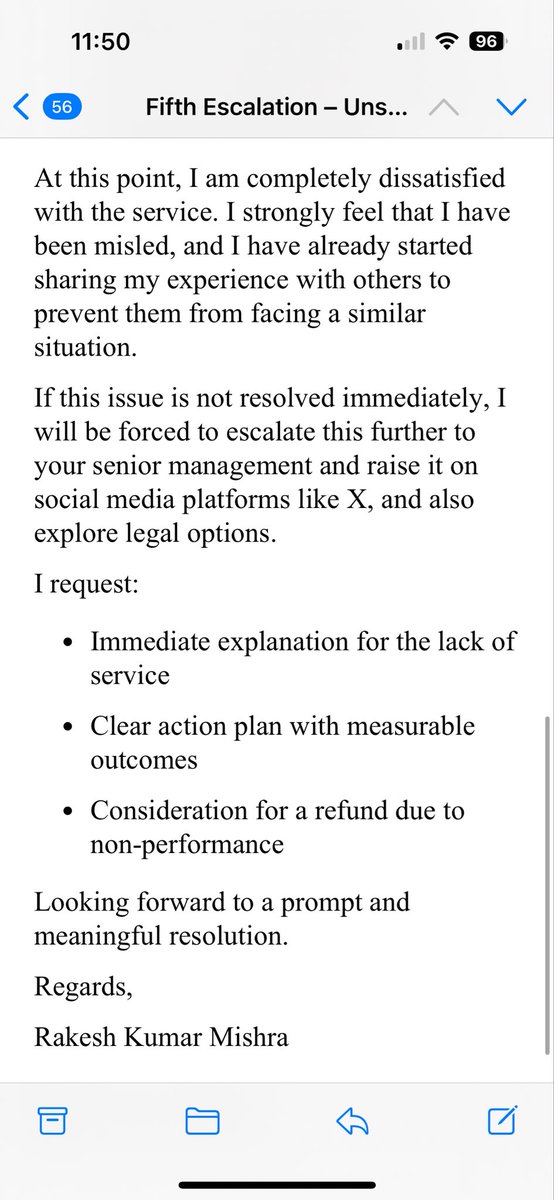 Ricky8855's tweet photo. Attached is my 5th escalation email for your reference. I urge you, @AmitKumarA , to take a strong and decisive action on this matter. https://t.co/OLK2YsKAY5